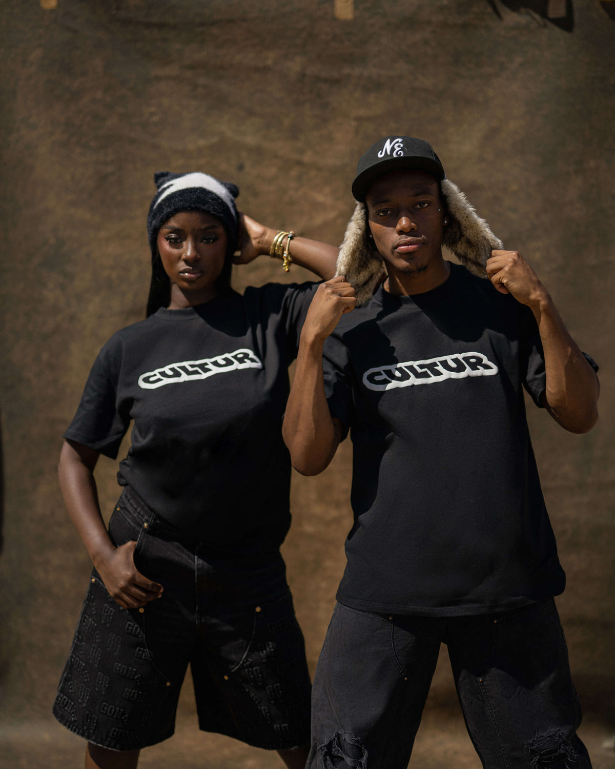 CULTUR FAMILY Puff T-Shirt — Black / White