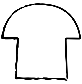 Black outline of a helmet on a white background