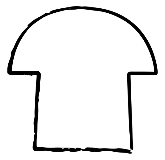 Black outline of a helmet on a white background