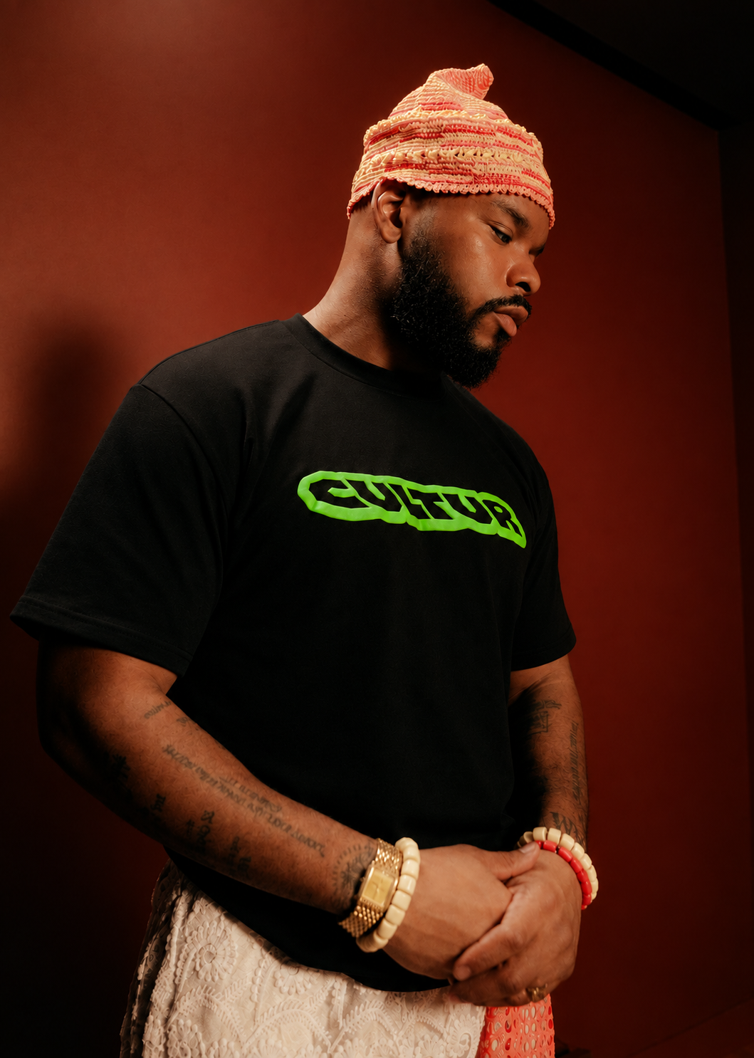 CULTUR FAMILY Puff T-Shirt — Black / Green